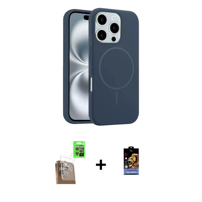 MARSİLYAN™- iPhone 16 Pro Max Kılıf Yankı Form Serisi - Siyah Buffer Hayalet Cam Ekran Koruyucu + Raze Metal Kamera Lens - CLTM