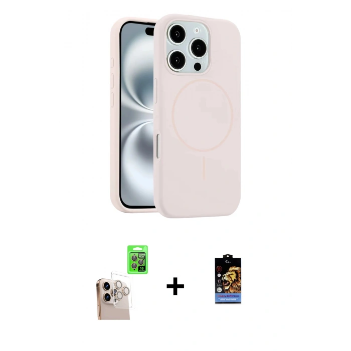 MARSİLYAN™- iPhone 16 Pro Max Kılıf Yankı Form Serisi - Siyah Buffer Hayalet Cam Ekran Koruyucu + Raze Metal Kamera Lens - NLGY
