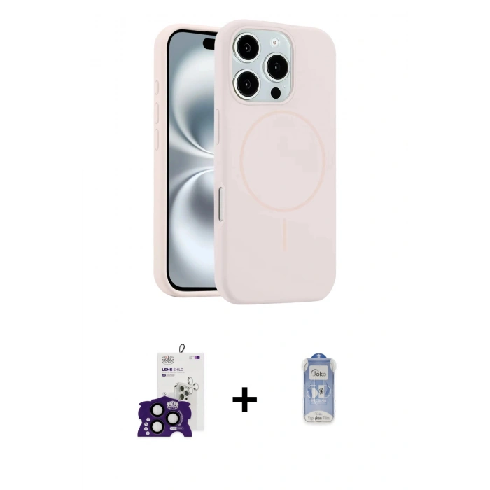 MARSİLYAN™- iPhone 16 Pro Max Kılıf Yankı Form Serisi - Siyah Joko Magic 5D Cam + Bilvis Titan Kamera Lens - SH