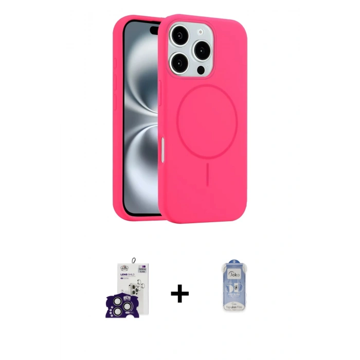 MARSİLYAN™- iPhone 16 Pro Max Kılıf Yankı Form Serisi - Siyah Joko Magic 5D Cam + Bilvis Titan Kamera Lens - TMGI