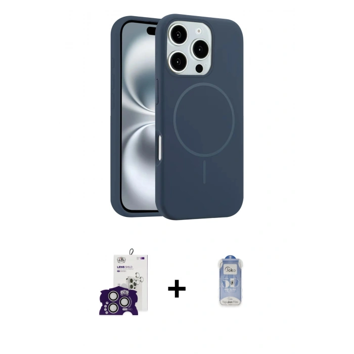 MARSİLYAN™- iPhone 16 Pro Max Kılıf Yankı Form Serisi - Siyah Joko Magic 5D Cam + Bilvis Titan Kamera Lens - GS