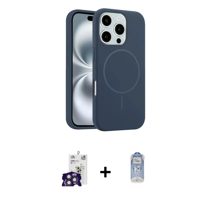 MARSİLYAN™- iPhone 16 Pro Max Kılıf Yankı Form Serisi - Siyah Joko Magic 5D Cam + Bilvis Titan Kamera Lens - TMGI
