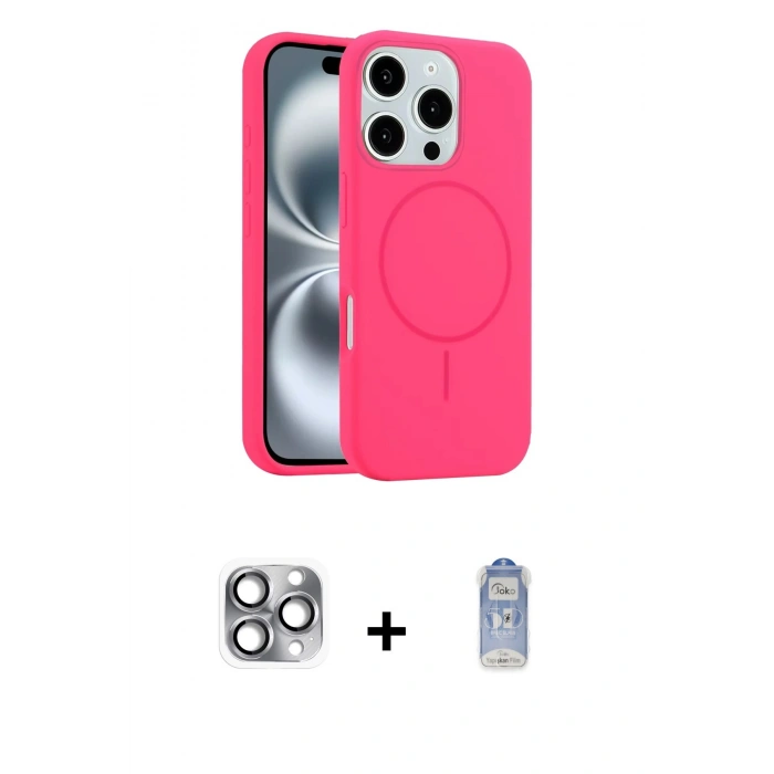 MARSİLYAN™- iPhone 16 Pro Max Kılıf Yankı Form Serisi - Siyah Joko Magic 5D Cam + Pers Alüminyum Kamera Lens - GI