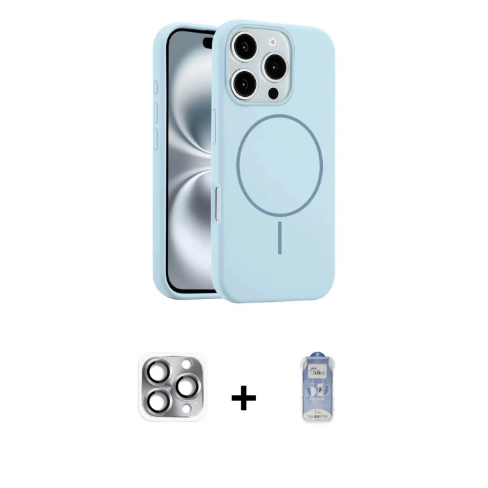MARSİLYAN™- iPhone 16 Pro Max Kılıf Yankı Form Serisi - Siyah Joko Magic 5D Cam + Pers Alüminyum Kamera Lens - GI