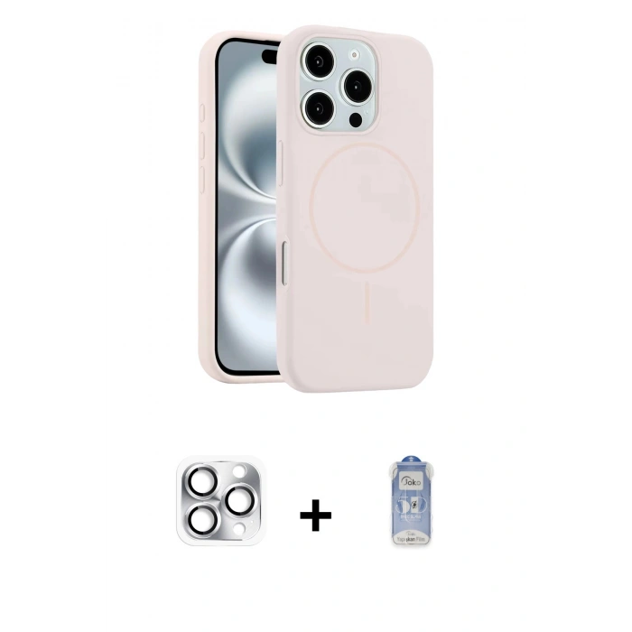 MARSİLYAN™- iPhone 16 Pro Max Kılıf Yankı Form Serisi - Siyah Joko Magic 5D Cam + Pers Alüminyum Kamera Lens - GS