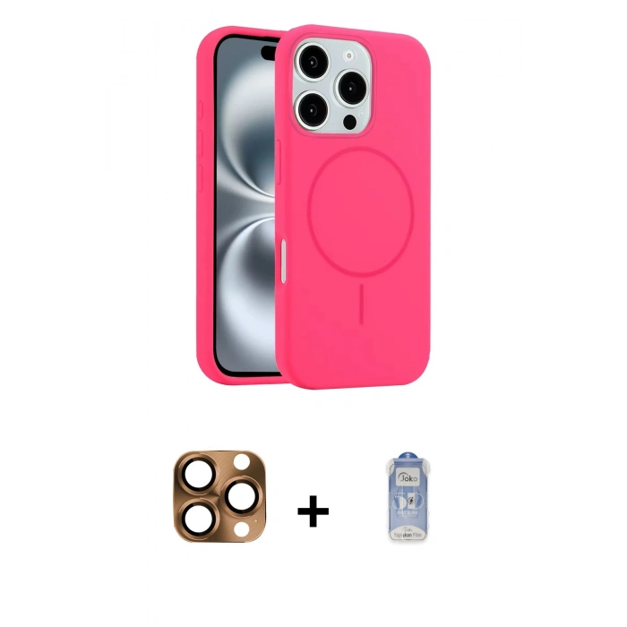 MARSİLYAN™- iPhone 16 Pro Max Kılıf Yankı Form Serisi - Siyah Joko Magic 5D Cam + Pers Alüminyum Kamera Lens - CLTM