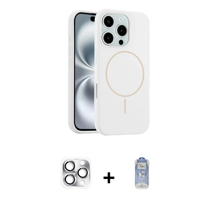 MARSİLYAN™- iPhone 16 Pro Max Kılıf Yankı Form Serisi - Siyah Joko Magic 5D Cam + Pers Alüminyum Kamera Lens - GS