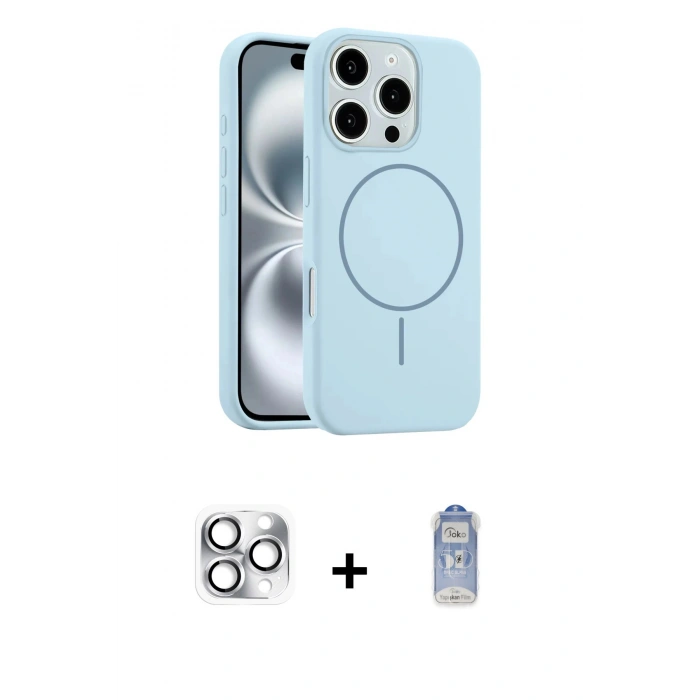 MARSİLYAN™- iPhone 16 Pro Max Kılıf Yankı Form Serisi - Siyah Joko Magic 5D Cam + Pers Alüminyum Kamera Lens - GS