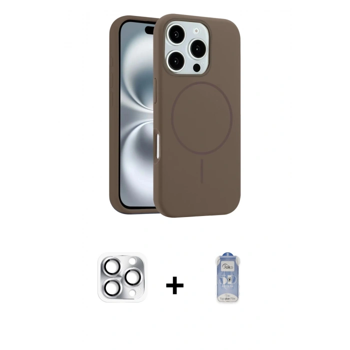 MARSİLYAN™- iPhone 16 Pro Max Kılıf Yankı Form Serisi - Siyah Joko Magic 5D Cam + Pers Alüminyum Kamera Lens - GS