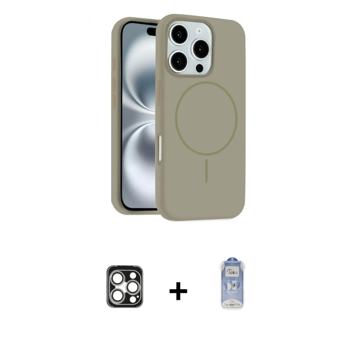 MARSİLYAN™- iPhone 16 Pro Max Kılıf Yankı Form Serisi - Siyah Joko Magic 5D Cam + PVD Metal Kamera Lens - GS