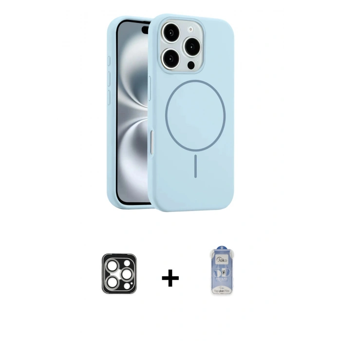 MARSİLYAN™- iPhone 16 Pro Max Kılıf Yankı Form Serisi - Siyah Joko Magic 5D Cam + PVD Metal Kamera Lens - GS