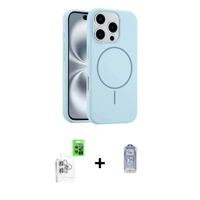 MARSİLYAN™- iPhone 16 Pro Max Kılıf Yankı Form Serisi - Siyah Joko Magic 5D Cam + Raze Metal Kamera Lens - BZ