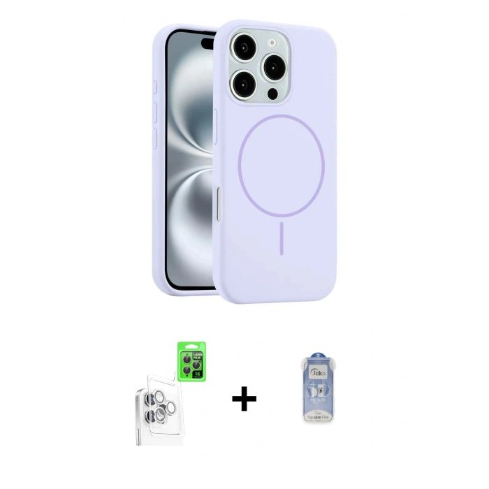 MARSİLYAN™- iPhone 16 Pro Max Kılıf Yankı Form Serisi - Siyah Joko Magic 5D Cam + Raze Metal Kamera Lens - BZ