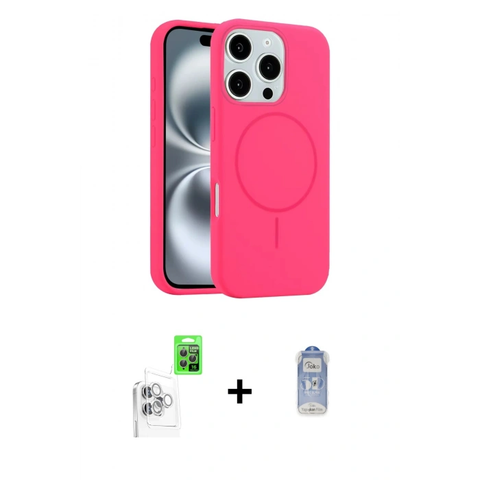 MARSİLYAN™- iPhone 16 Pro Max Kılıf Yankı Form Serisi - Siyah Joko Magic 5D Cam + Raze Metal Kamera Lens - BZ
