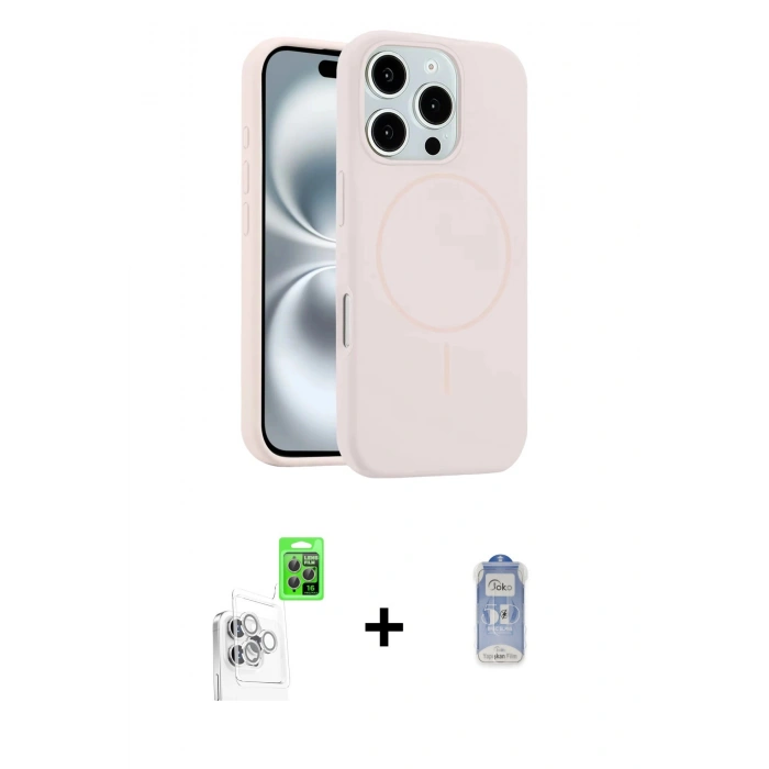 MARSİLYAN™- iPhone 16 Pro Max Kılıf Yankı Form Serisi - Siyah Joko Magic 5D Cam + Raze Metal Kamera Lens - BZ