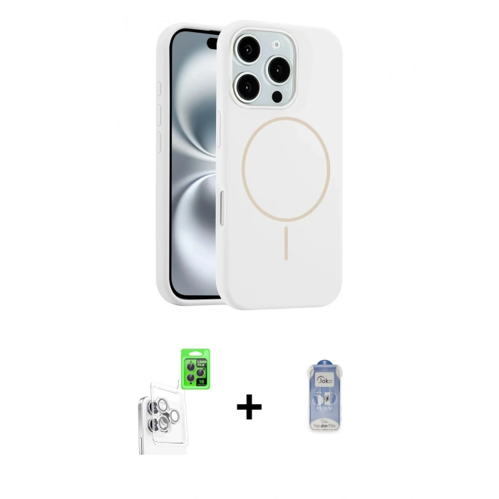 MARSİLYAN™- iPhone 16 Pro Max Kılıf Yankı Form Serisi - Siyah Joko Magic 5D Cam + Raze Metal Kamera Lens - BZ