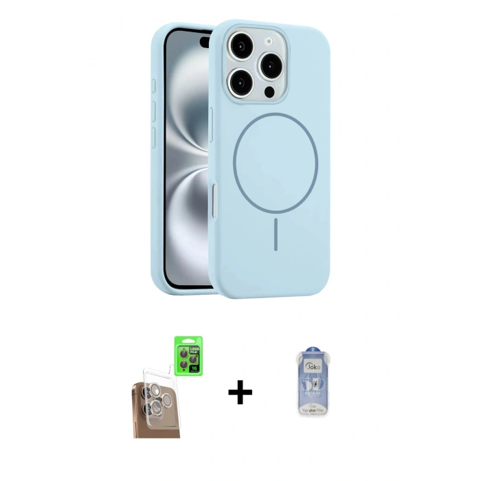 MARSİLYAN™- iPhone 16 Pro Max Kılıf Yankı Form Serisi - Siyah Joko Magic 5D Cam + Raze Metal Kamera Lens - CLTM