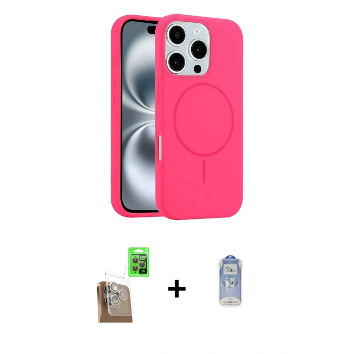 MARSİLYAN™- iPhone 16 Pro Max Kılıf Yankı Form Serisi - Siyah Joko Magic 5D Cam + Raze Metal Kamera Lens - CLTM