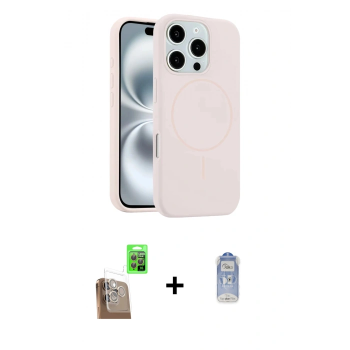 MARSİLYAN™- iPhone 16 Pro Max Kılıf Yankı Form Serisi - Siyah Joko Magic 5D Cam + Raze Metal Kamera Lens - CLTM