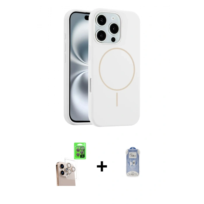 MARSİLYAN™- iPhone 16 Pro Max Kılıf Yankı Form Serisi - Siyah Joko Magic 5D Cam + Raze Metal Kamera Lens - NLGY