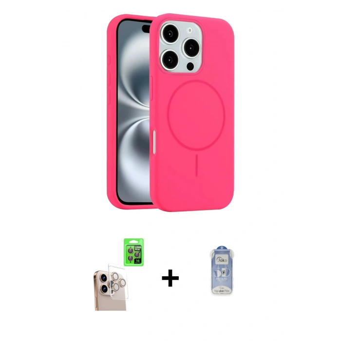 MARSİLYAN™- iPhone 16 Pro Max Kılıf Yankı Form Serisi - Siyah Joko Magic 5D Cam + Raze Metal Kamera Lens - NLGY
