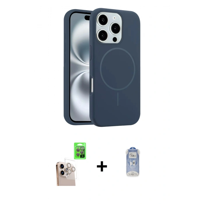 MARSİLYAN™- iPhone 16 Pro Max Kılıf Yankı Form Serisi - Siyah Joko Magic 5D Cam + Raze Metal Kamera Lens - NLGY