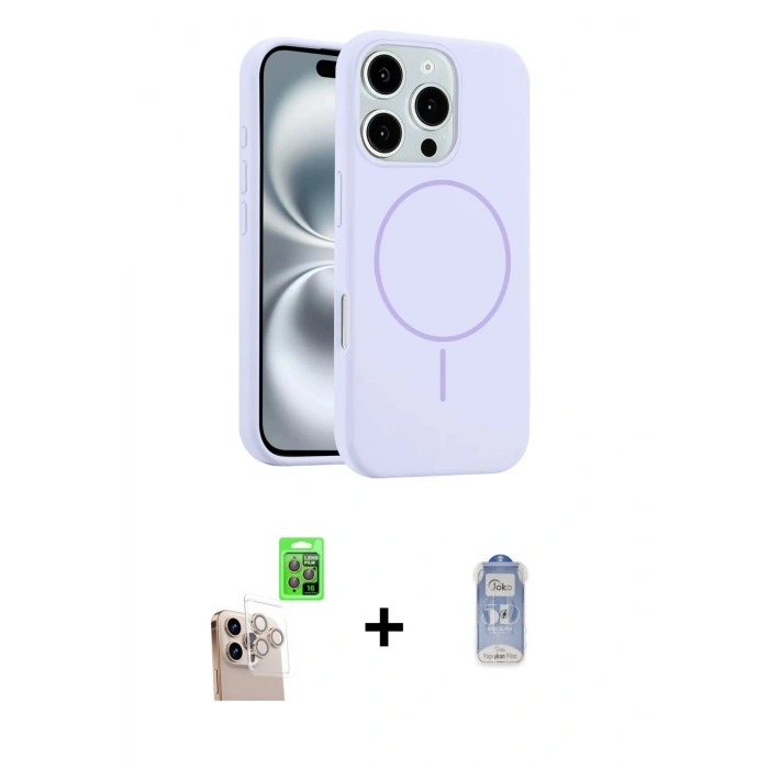 MARSİLYAN™- iPhone 16 Pro Max Kılıf Yankı Form Serisi - Siyah Joko Magic 5D Cam + Raze Metal Kamera Lens - NLGY