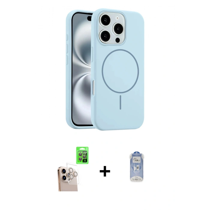 MARSİLYAN™- iPhone 16 Pro Max Kılıf Yankı Form Serisi - Siyah Joko Magic 5D Cam + Raze Metal Kamera Lens - NLGY