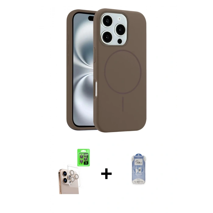 MARSİLYAN™- iPhone 16 Pro Max Kılıf Yankı Form Serisi - Siyah Joko Magic 5D Cam + Raze Metal Kamera Lens - NLGY
