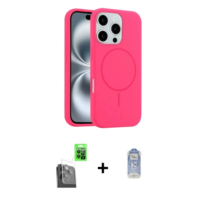 MARSİLYAN™- iPhone 16 Pro Max Kılıf Yankı Form Serisi - Siyah Joko Magic 5D Cam + Raze Metal Kamera Lens - SH