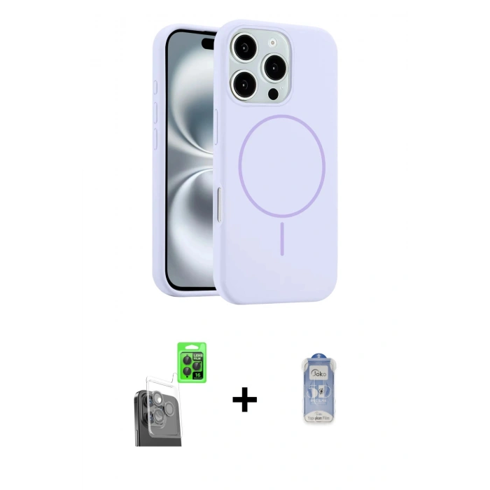MARSİLYAN™- iPhone 16 Pro Max Kılıf Yankı Form Serisi - Siyah Joko Magic 5D Cam + Raze Metal Kamera Lens - SH
