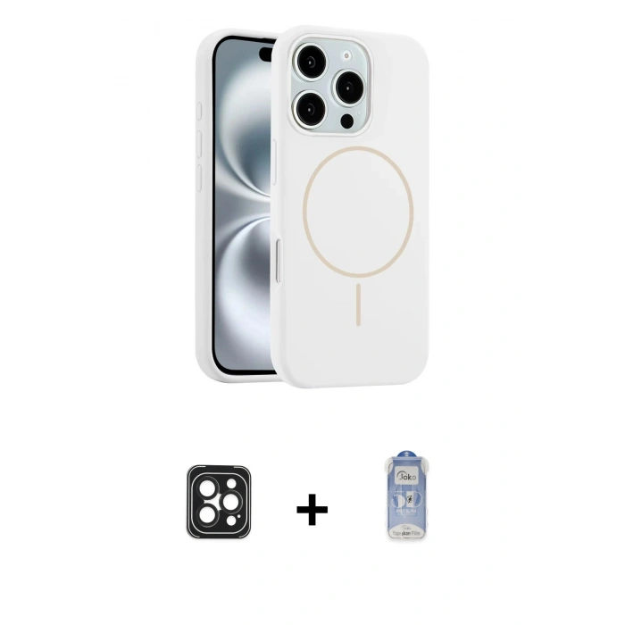 MARSİLYAN™- iPhone 16 Pro Max Kılıf Yankı Form Serisi - Siyah Joko Magic 5D Cam + PVD Metal Kamera Lens - SH