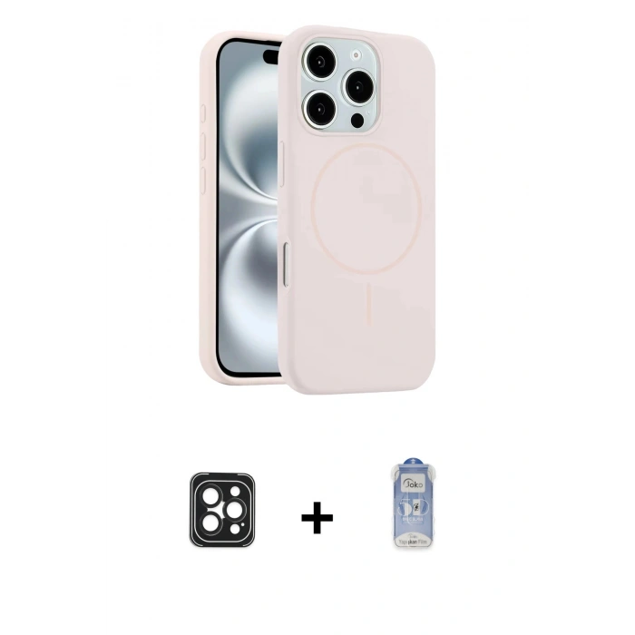 MARSİLYAN™- iPhone 16 Pro Max Kılıf Yankı Form Serisi - Siyah Joko Magic 5D Cam + PVD Metal Kamera Lens - SH