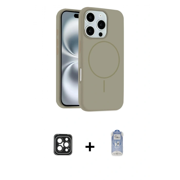 MARSİLYAN™- iPhone 16 Pro Max Kılıf Yankı Form Serisi - Siyah Joko Magic 5D Cam + PVD Metal Kamera Lens - SH