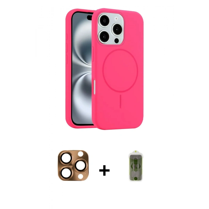 MARSİLYAN™- iPhone 16 Pro Max Kılıf Yankı Form Serisi - Siyah Joko Magic 5D Hayalet Cam + Pers Alüminyum Kamera Lens - CLTM
