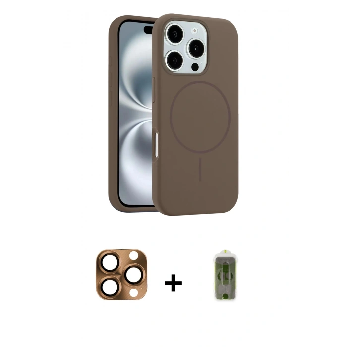 MARSİLYAN™- iPhone 16 Pro Max Kılıf Yankı Form Serisi - Siyah Joko Magic 5D Hayalet Cam + Pers Alüminyum Kamera Lens - CLTM