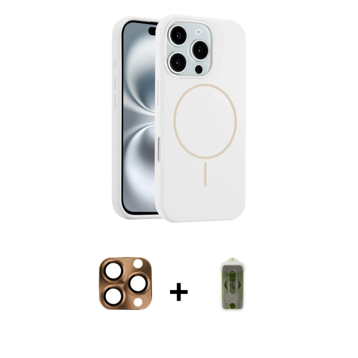 MARSİLYAN™- iPhone 16 Pro Max Kılıf Yankı Form Serisi - Siyah Joko Magic 5D Hayalet Cam + Pers Alüminyum Kamera Lens - CLTM