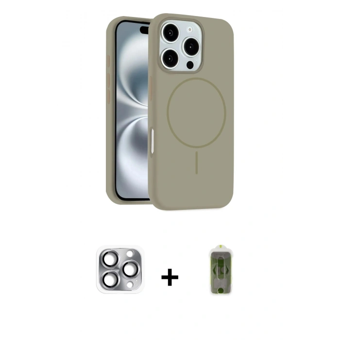 MARSİLYAN™- iPhone 16 Pro Max Kılıf Yankı Form Serisi - Siyah Joko Magic 5D Hayalet Cam + Pers Alüminyum Kamera Lens - GI