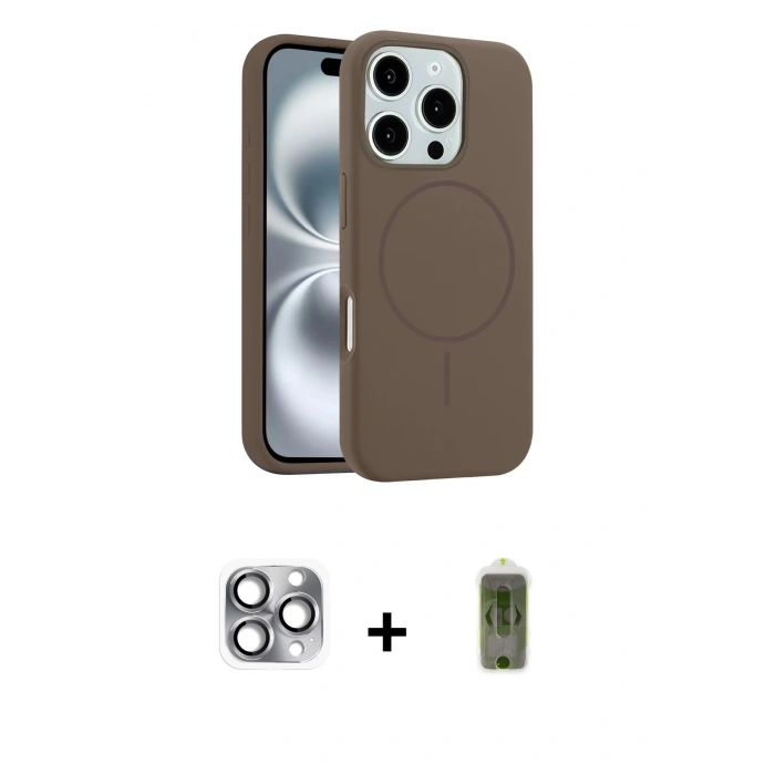 MARSİLYAN™- iPhone 16 Pro Max Kılıf Yankı Form Serisi - Siyah Joko Magic 5D Hayalet Cam + Pers Alüminyum Kamera Lens - GI