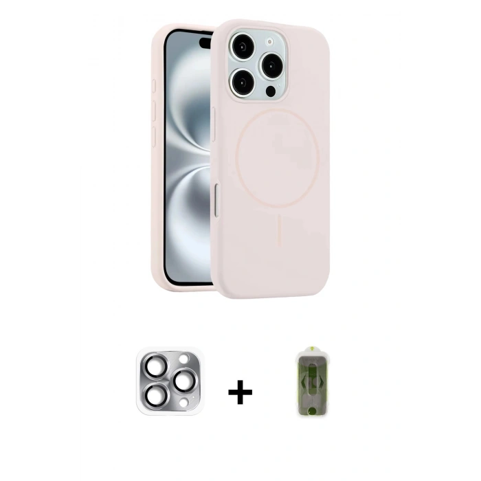 MARSİLYAN™- iPhone 16 Pro Max Kılıf Yankı Form Serisi - Siyah Joko Magic 5D Hayalet Cam + Pers Alüminyum Kamera Lens - GI