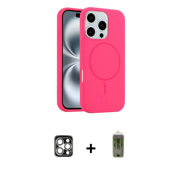 MARSİLYAN™- iPhone 16 Pro Max Kılıf Yankı Form Serisi - Siyah Joko Magic 5D Hayalet Cam + PVD Metal Kamera Lens - GS