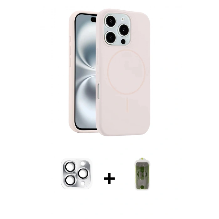 MARSİLYAN™- iPhone 16 Pro Max Kılıf Yankı Form Serisi - Siyah Joko Magic 5D Hayalet Cam + Pers Alüminyum Kamera Lens - GS
