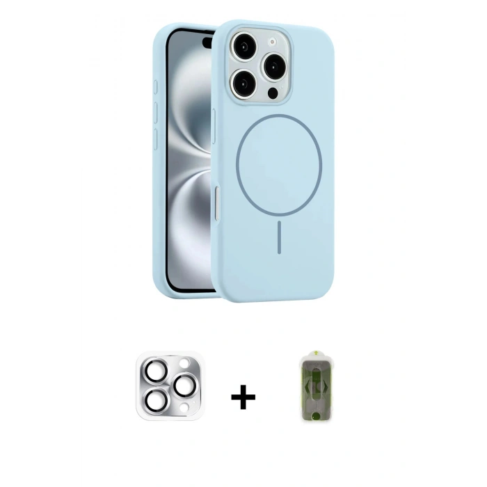 MARSİLYAN™- iPhone 16 Pro Max Kılıf Yankı Form Serisi - Siyah Joko Magic 5D Hayalet Cam + Pers Alüminyum Kamera Lens - GS