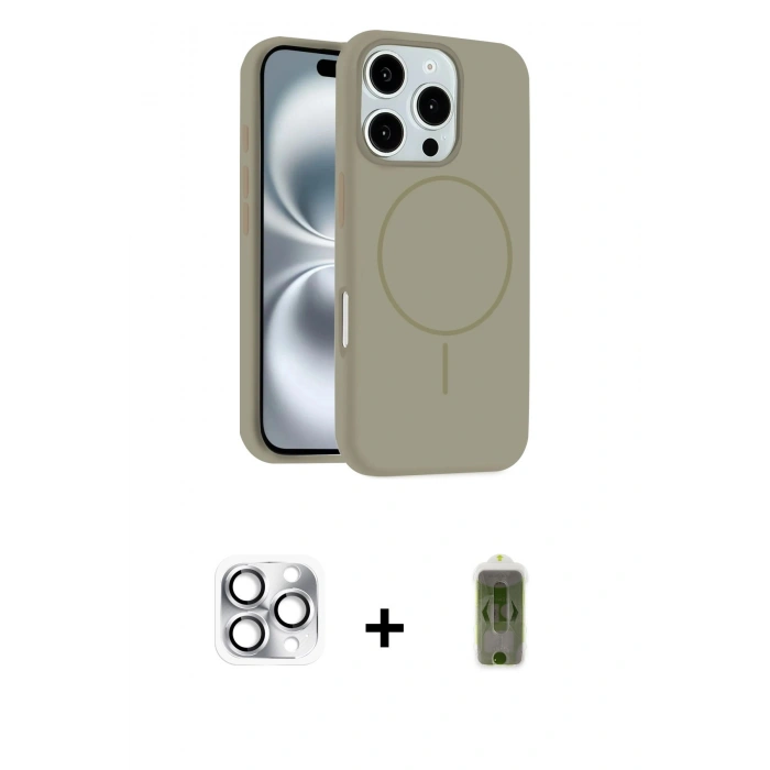 MARSİLYAN™- iPhone 16 Pro Max Kılıf Yankı Form Serisi - Siyah Joko Magic 5D Hayalet Cam + Pers Alüminyum Kamera Lens - GS