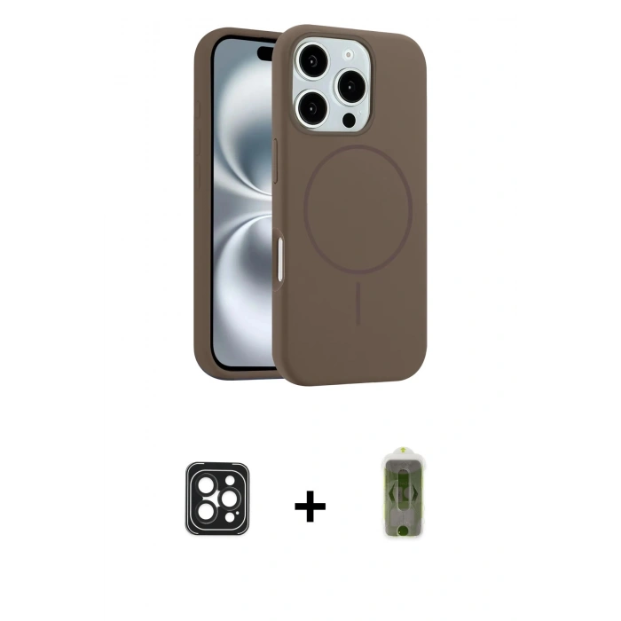 MARSİLYAN™- iPhone 16 Pro Max Kılıf Yankı Form Serisi - Siyah Joko Magic 5D Hayalet Cam + PVD Metal Kamera Lens - SH