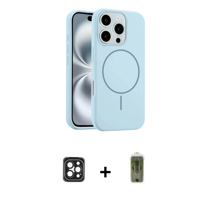 MARSİLYAN™- iPhone 16 Pro Max Kılıf Yankı Form Serisi - Siyah Joko Magic 5D Hayalet Cam + PVD Metal Kamera Lens - SH