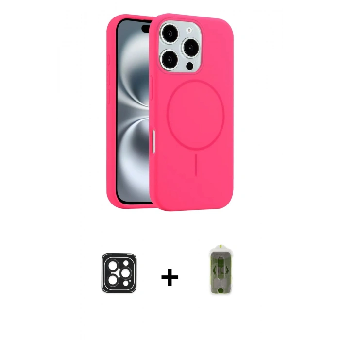 MARSİLYAN™- iPhone 16 Pro Max Kılıf Yankı Form Serisi - Siyah Joko Magic 5D Hayalet Cam + PVD Metal Kamera Lens - SH