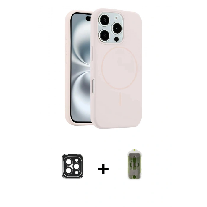 MARSİLYAN™- iPhone 16 Pro Max Kılıf Yankı Form Serisi - Siyah Joko Magic 5D Hayalet Cam + PVD Metal Kamera Lens - SH