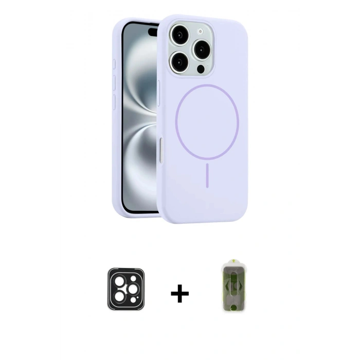 MARSİLYAN™- iPhone 16 Pro Max Kılıf Yankı Form Serisi - Siyah Joko Magic 5D Hayalet Cam + PVD Metal Kamera Lens - SH
