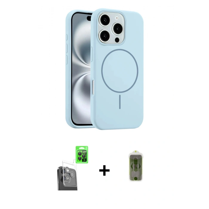 MARSİLYAN™- iPhone 16 Pro Max Kılıf Yankı Form Serisi - Siyah Joko Magic 5D Hayalet Cam + Raze Metal Kamera Lens - SH